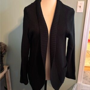 Black Open Front Cardigan Sweater